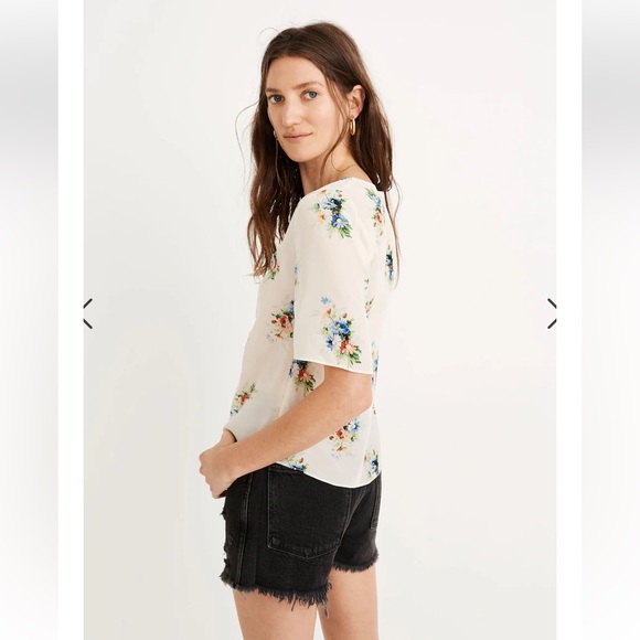 MADEWELL: Silk Shirred-Front Top - Picture 3 of 11